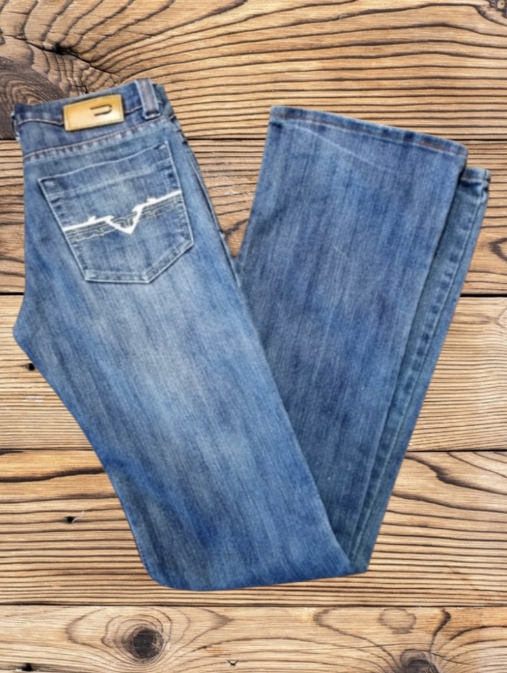 WOMEN'S DIESEL INDUSTRY SIZE 25 DISTRESSED BOOT CUT JEAN